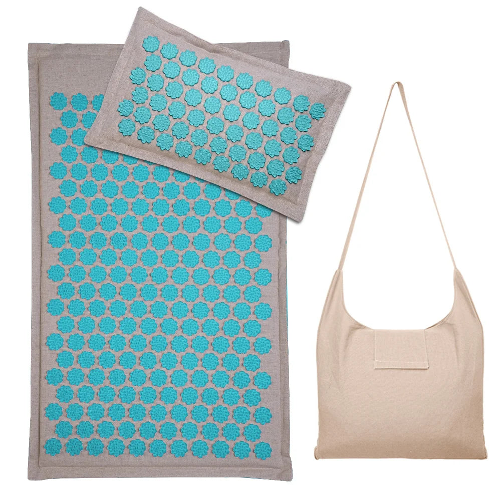 VÄKO™ — Tapis d'Acupression + Coussin en Lin Naturel | Set Relaxation Dos, Nuque & Pieds