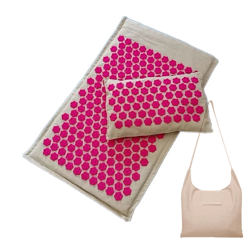VÄKO™ — Tapis d'Acupression + Coussin en Lin Naturel | Set Relaxation Dos, Nuque & Pieds