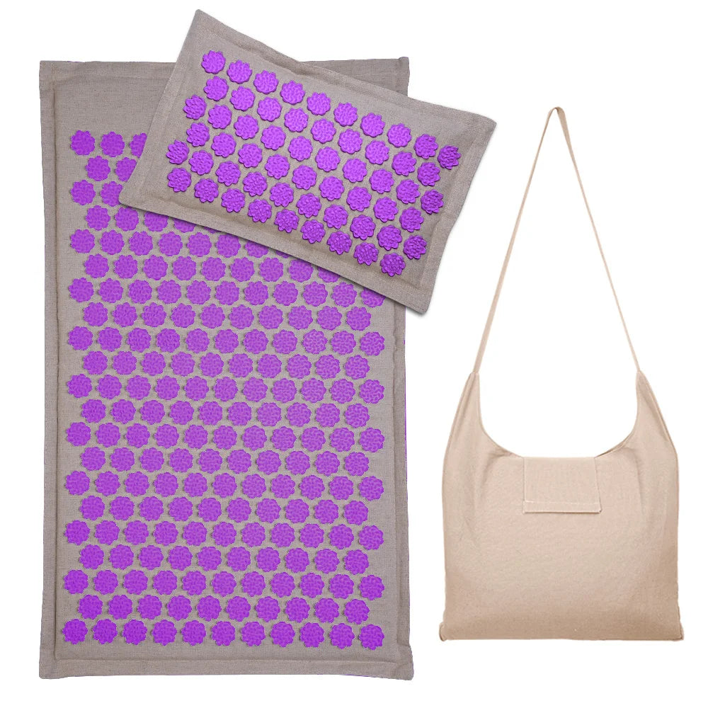 VÄKO™ — Tapis d'Acupression + Coussin en Lin Naturel | Set Relaxation Dos, Nuque & Pieds