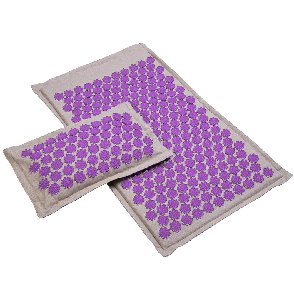 VÄKO™ — Tapis d'Acupression + Coussin en Lin Naturel | Set Relaxation Dos, Nuque & Pieds