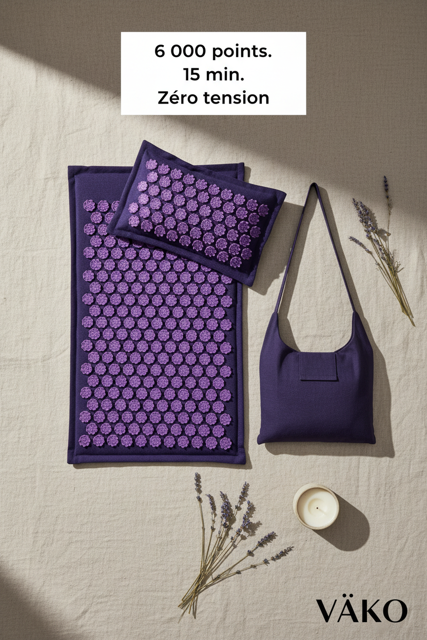 Set complet VÄKO : tapis, coussin de nuque et sac de transport sur lin