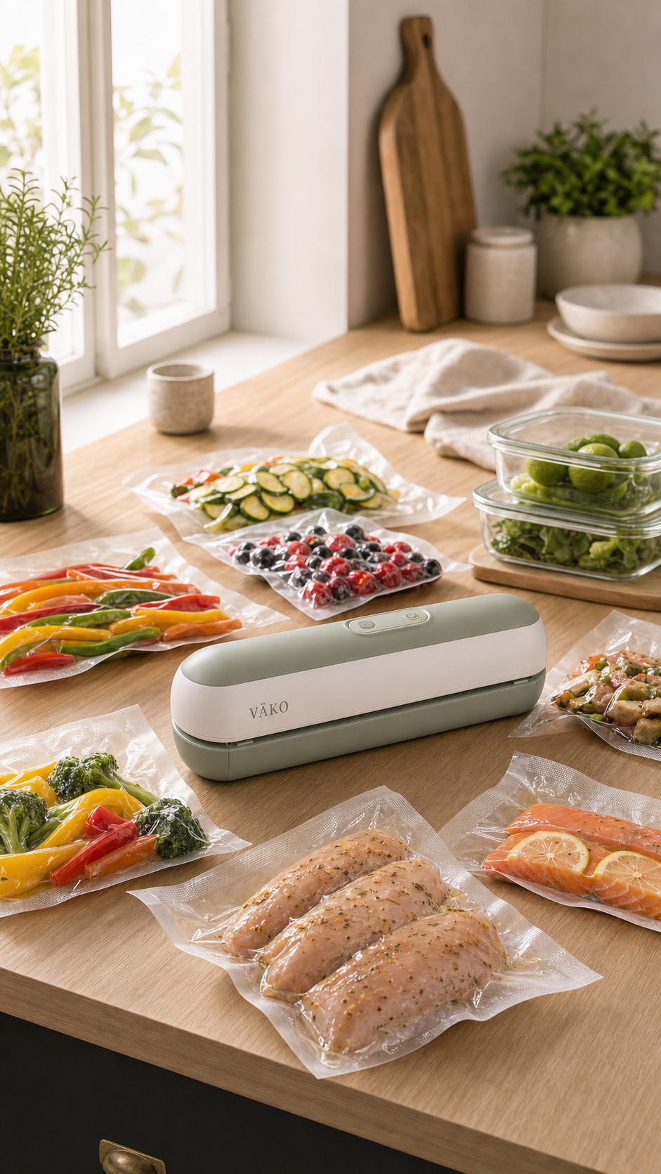 Organisation meal-prep avec scelleuse à vide VÄKO